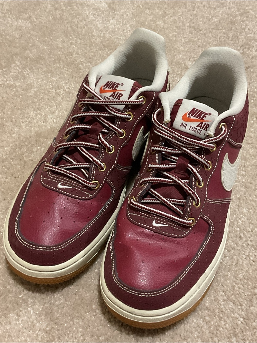 Nike Boy’s Air Force 1 Low Premium “work boot/Team Red” Size 6.5Y or Women’s 8